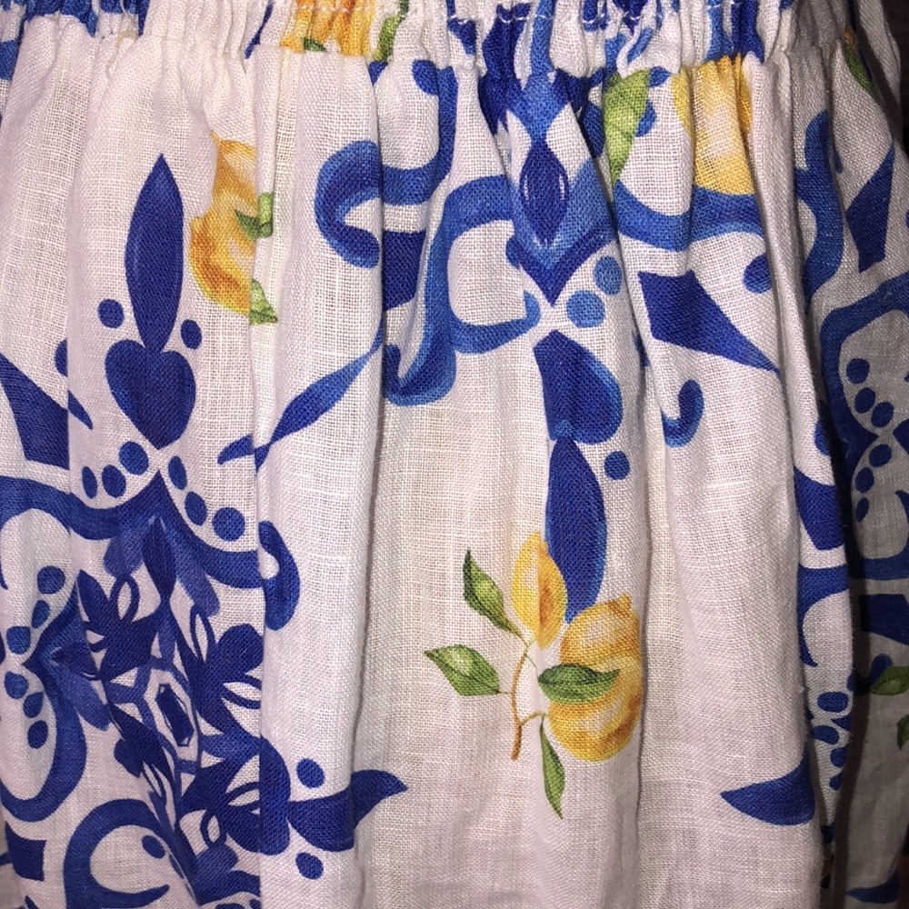 Mogador Ana Capri  Linen White Lemon-Print Midi Dress Size S - Picture 9 of 11